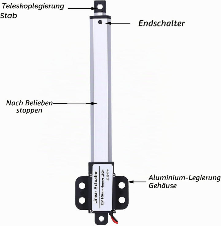 100mm 12V Linearaktuator, Linearantrieb Schubstange Geräuscharmer Kurzschlussschutz Elektrischer Min
