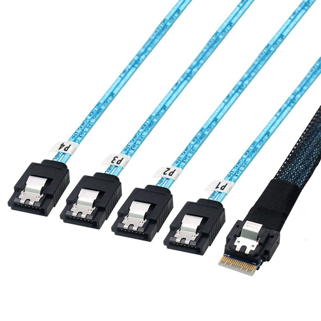 chenyang CY Slim Line SAS 4.0 SFF-8654 4i 38 Pin Host auf 4 SATA 7 Pin Target Festplatte Fanout Raid