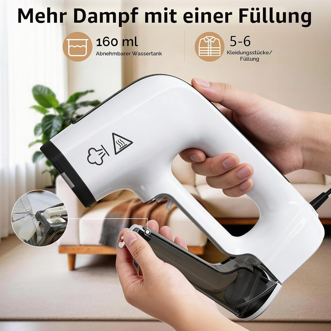 Vakuum Steamer Dampfglätter,Keramik-Bügelsohle, 3 Modi &amp; 2500 Pa Saugleistung,160 ml abnehmbarer Tan