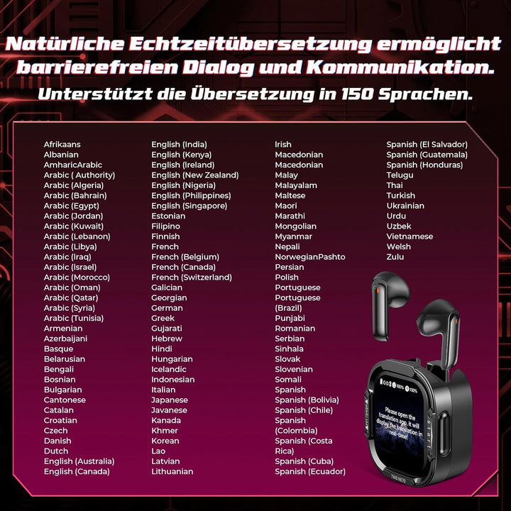 BEARTAIN Ki Übersetzer Kopfhörer, 3-in-1 Übersetzungskopfhörer mit echtzeit übersetzung, 150 Sprache