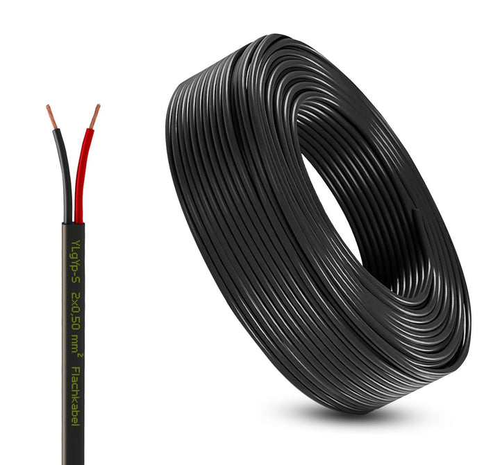 KFZ Kabel 2x0,5–4mm² rot schwarz | Autokabel 12V/24V Stromkabel flach & rund | 2-adrige Fahrzeugleit