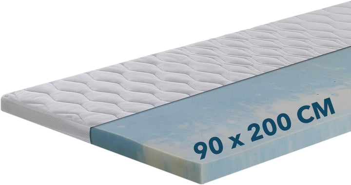 Ortho-Relax Gel Topper 90x200cm, Matratzentopper weich, waschbarer Bezug mit Zonenversteppung, Matra