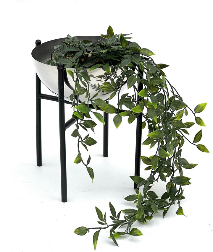 DanDiBo Blumenhocker Metall mit Topf Schwarz Silber 25-45 cm Blumenständer 96257 Blumensäule Modern