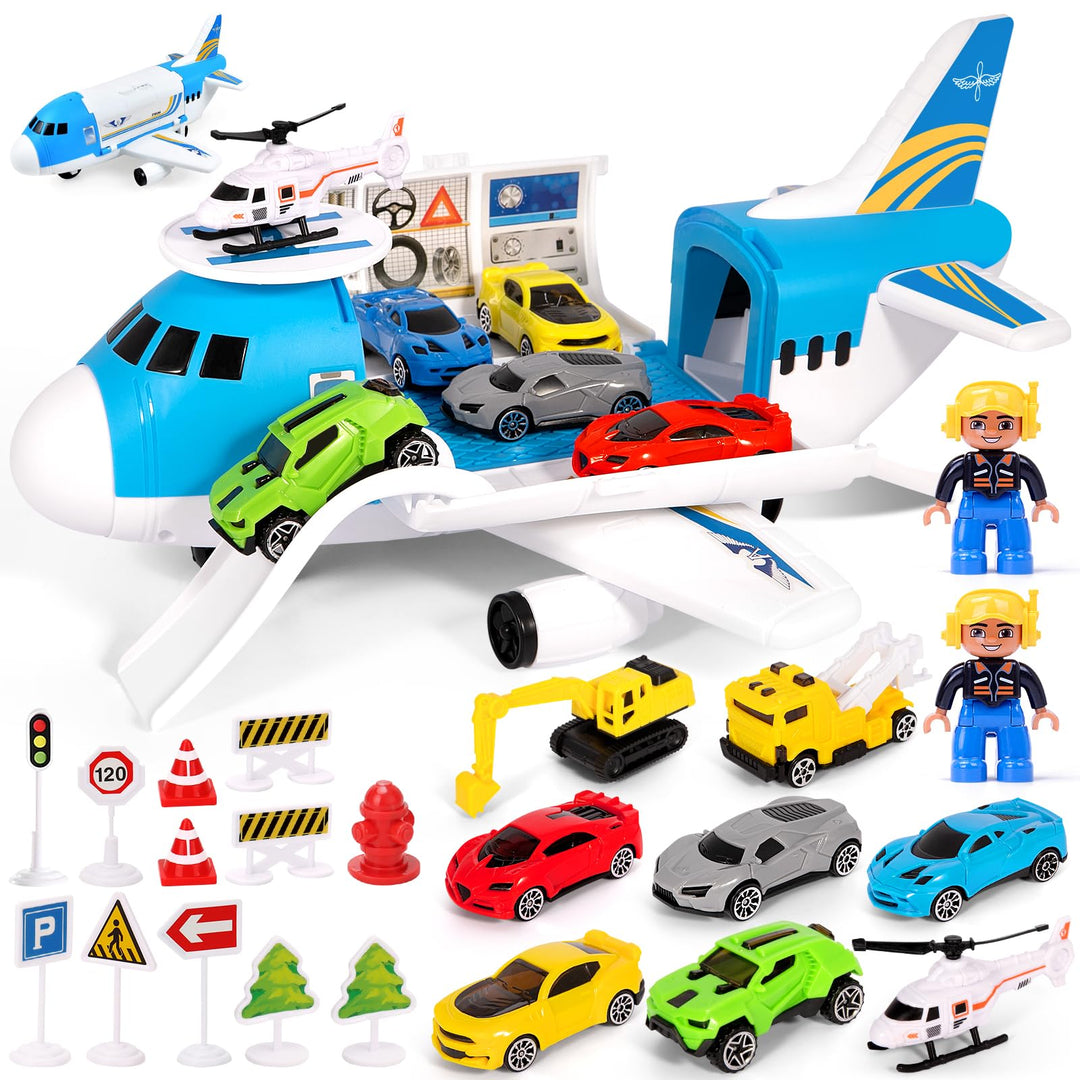 23 in 1 Transport Flugzeug Spielzeug,Flugzeug Spielset,Flugzeug Spielzeug Kinder,Auto Spielzeug Kind