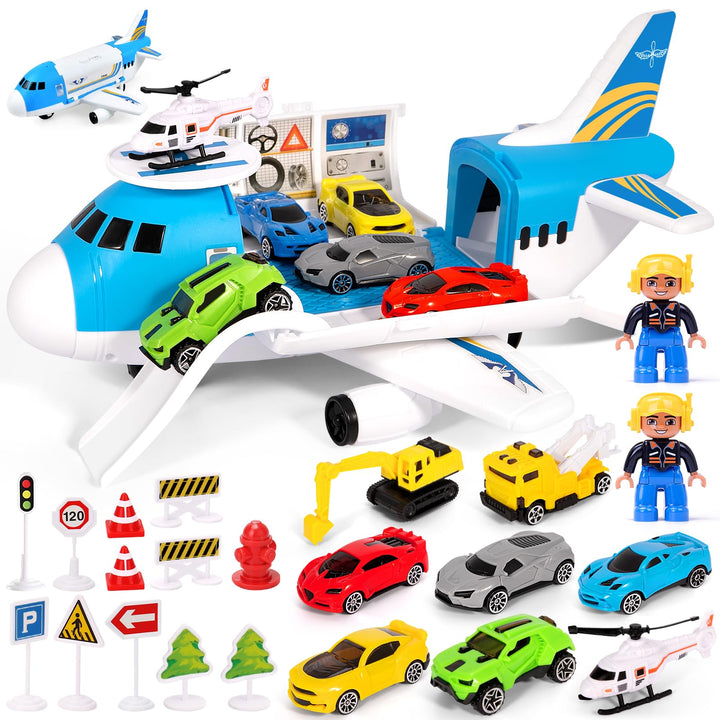 23 in 1 Transport Flugzeug Spielzeug,Flugzeug Spielset,Flugzeug Spielzeug Kinder,Auto Spielzeug Kind