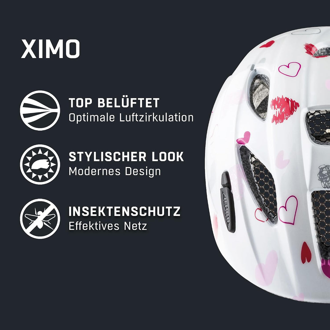 ALPINA XIMO - Leichter, Sicherer &amp; Bruchfester Fahrradhelm Mit Optionalen LED-Licht Für Kinder white