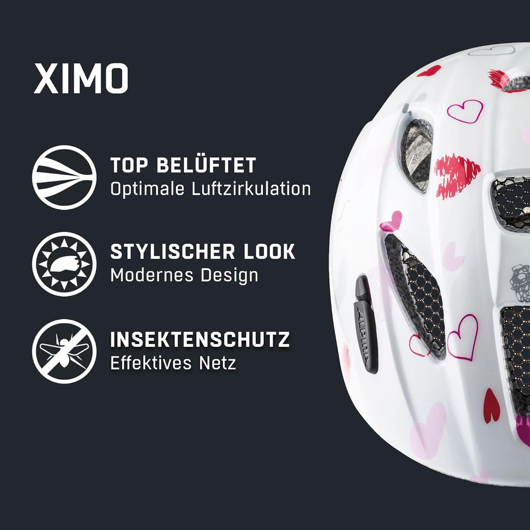 ALPINA XIMO - Leichter, Sicherer &amp; Bruchfester Fahrradhelm Mit Optionalen LED-Licht Für Kinder white