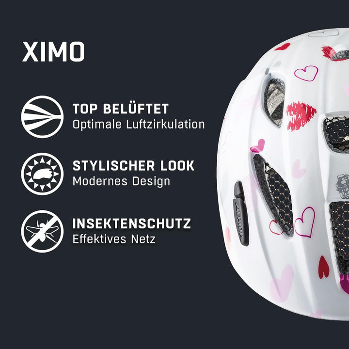 ALPINA XIMO - Leichter, Sicherer &amp; Bruchfester Fahrradhelm Mit Optionalen LED-Licht Für Kinder white
