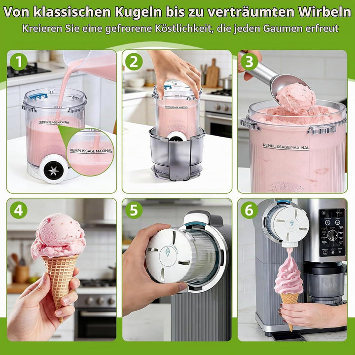4 Stück Behälter für Ninja Swirl CREAMi,480 ml Creami Tubs Kompatibel mit Ninja CREAMi Softeismaschi