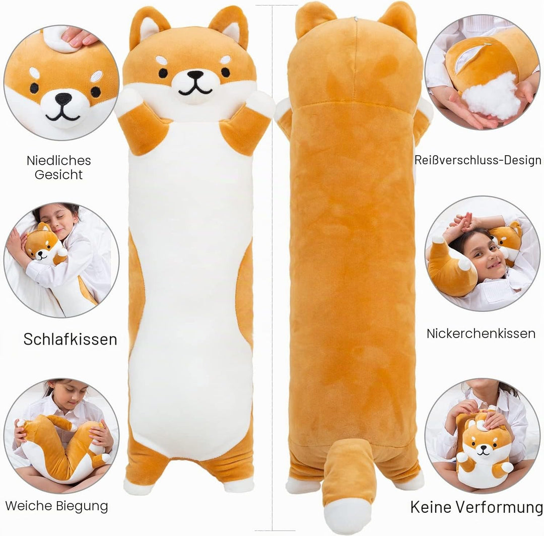 Langes Shiba Inu Plüschkissen, Corgi Plüschtiere Hund Stofftier Plüschkissen Spielzeug Umarmung Kiss
