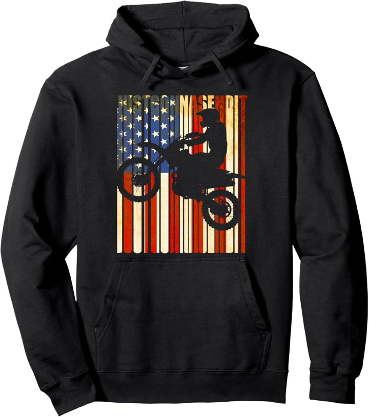 Retro Motocross Dirt Bike Off Road Motorcycle Flag Enduro Pullover Hoodie