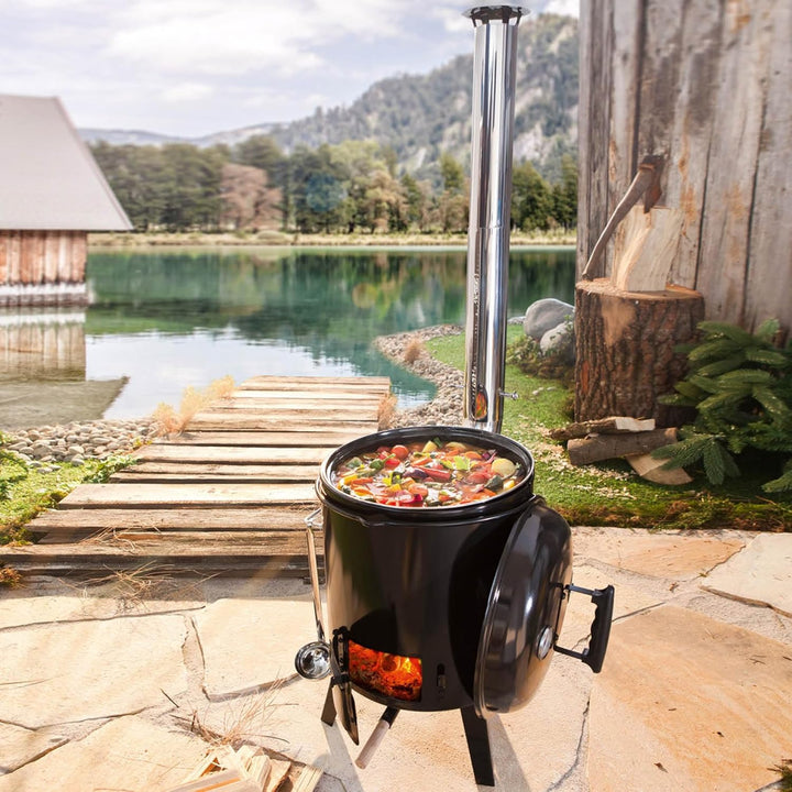 BRAST® Eintopfofen mit Grillfunktion Ofen Kugelgrill Barbecue Grill Outdoor-Küche Gulaschkanone Supp
