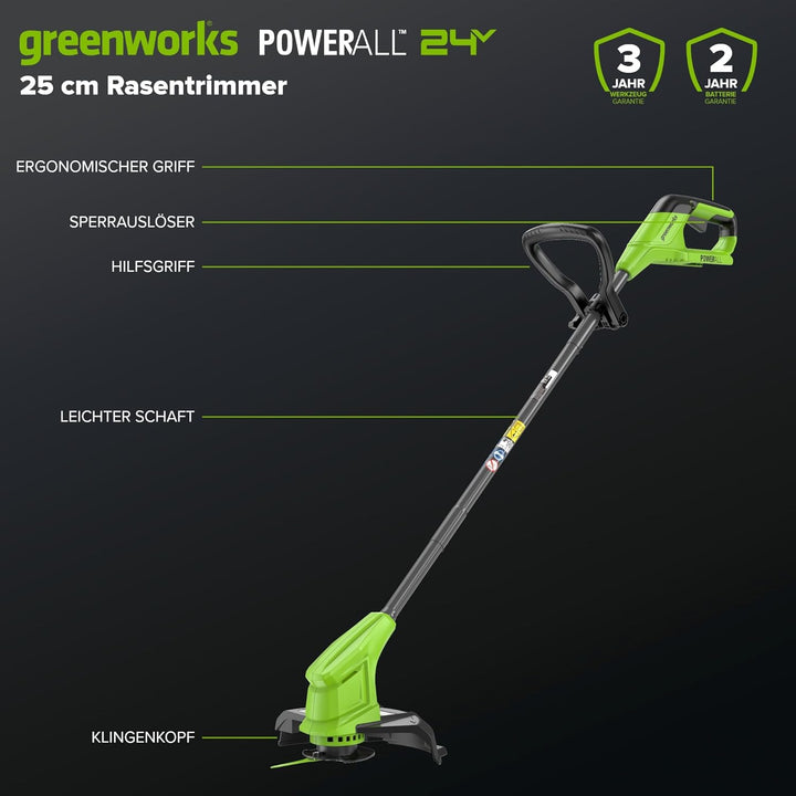 Greenworks 48V (24V x 2) Akku-Rasenmäher,36 cm Schnittbreite, bis 400 m², kabelloser Rasentrimmer mi