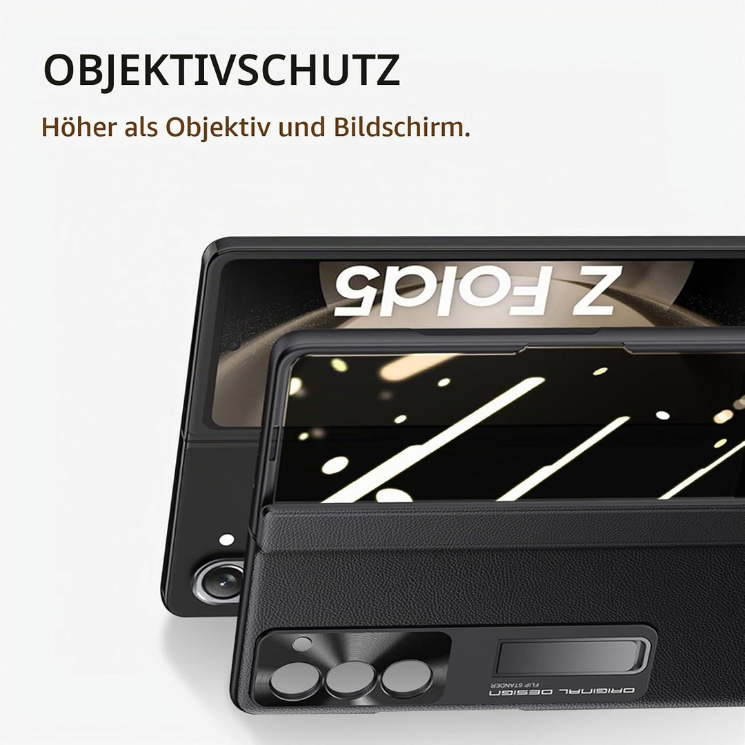 NINKI Kompatibel Samsung Galaxy Z Fold 5 Hülle mit Privacy Screen Protector,Kunstleder Magnetic Scha