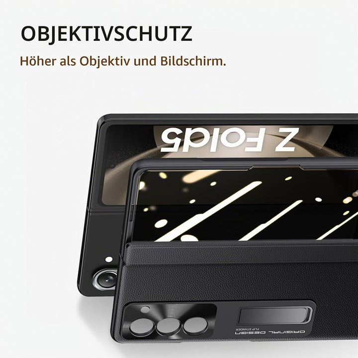 NINKI Kompatibel Samsung Galaxy Z Fold 5 Hülle mit Privacy Screen Protector,Kunstleder Magnetic Scha