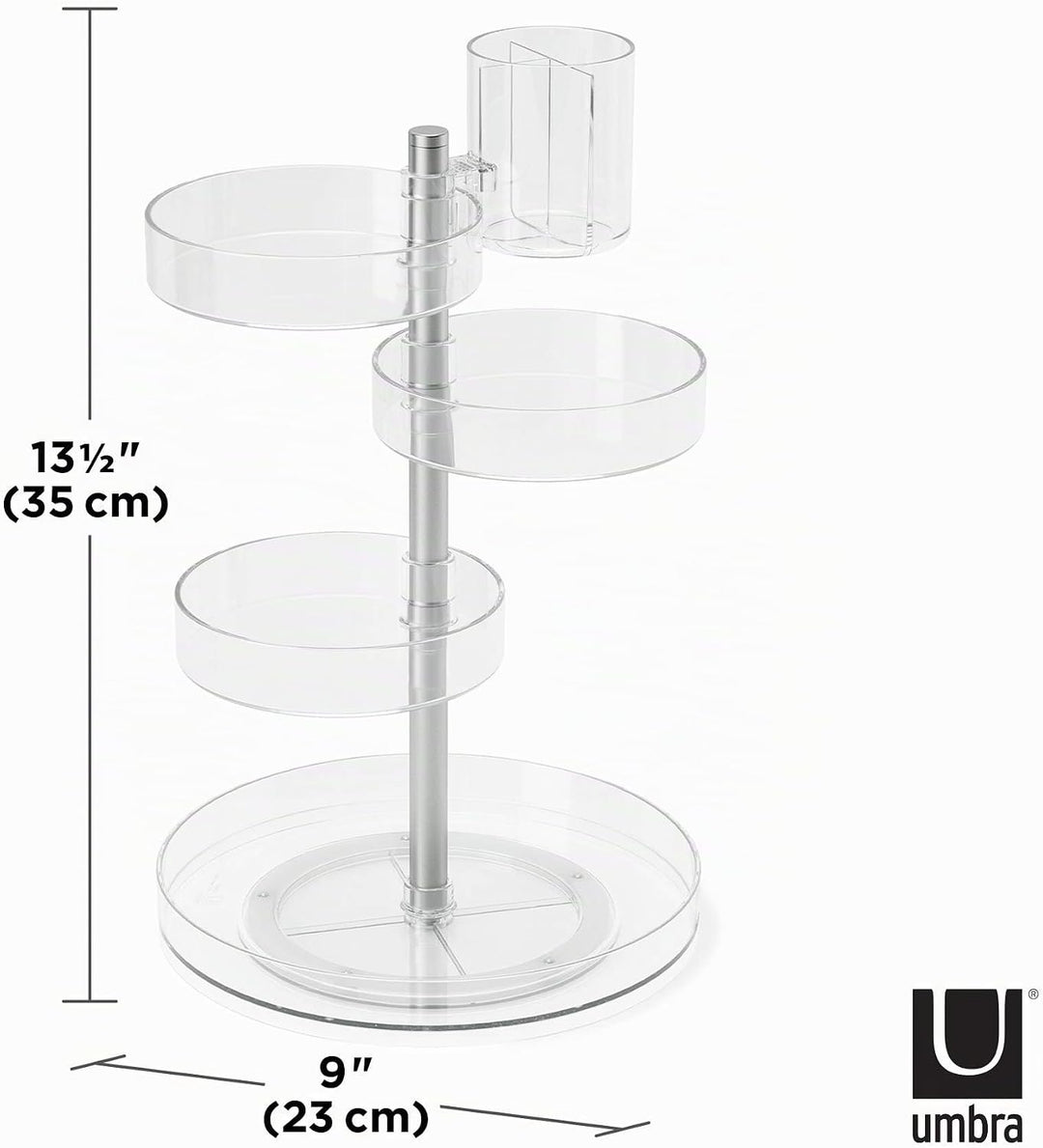 Umbra Pirouette Kosmetik Organizer mit drehbaren Fächern, Polystyrene, Transparent/Nickel, Einheitsg