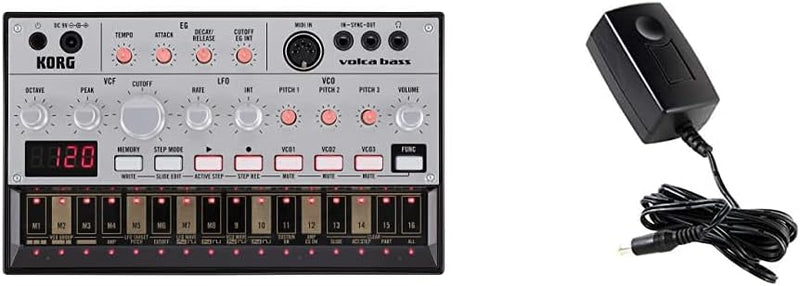 Korg VOLCA-BASS Analog-Synthesizer Schwarz & KA350 Stromversorgung für Monotribe KORG volca bass Bun