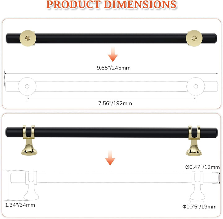 FURNIWARE 10 Stück Möbelgriff, 192mm Bohrlochabstand Möbelgriffe Schrankgriffe Küche Kabinett Griff