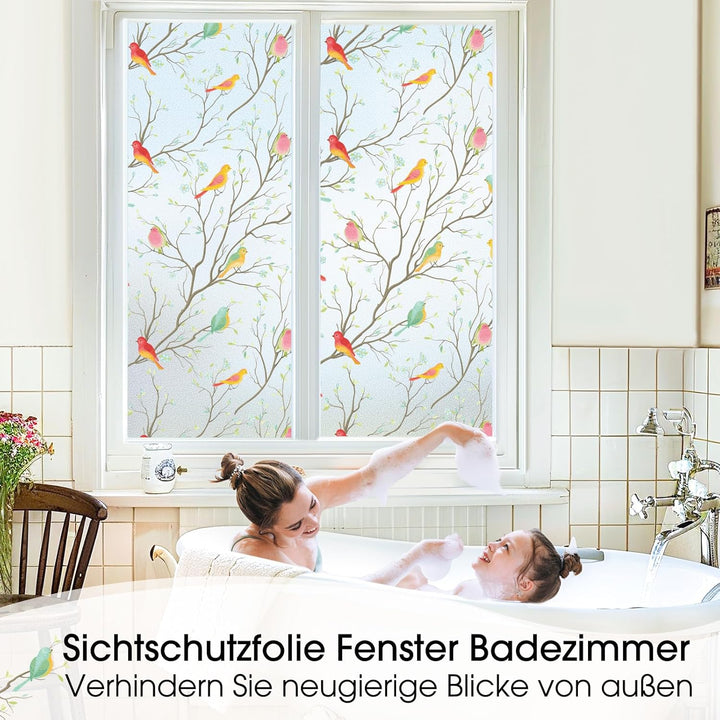 Lifetree Glasmalerei Fensterfolie Blickdicht Sichtschuzfolie: Selbsthaftende Sonnenschutz Fenster Bu