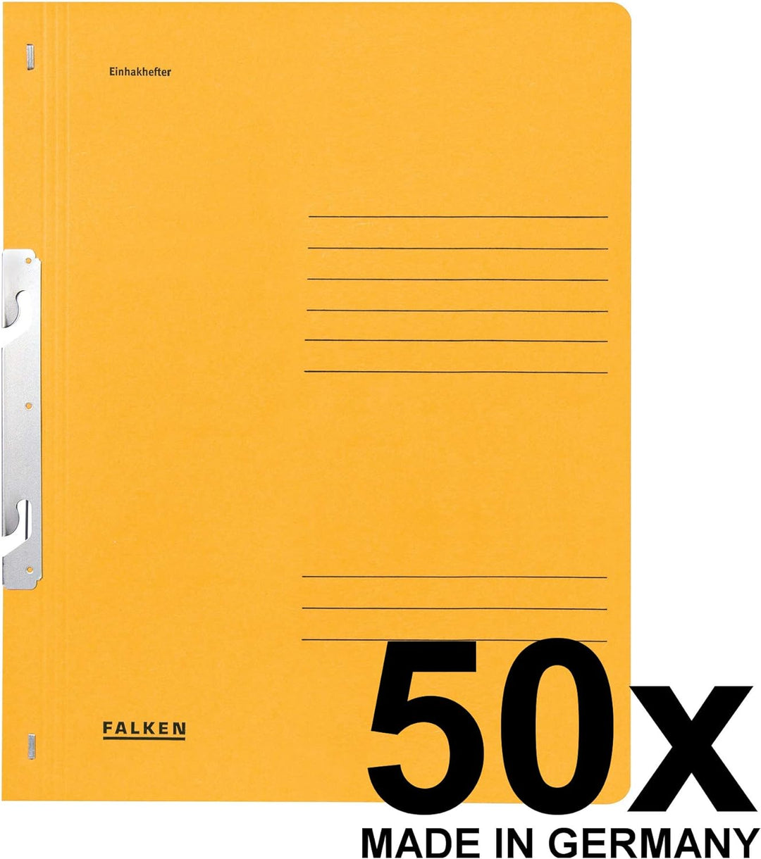 Original Falken 50er Pack Einhakhefter. Made in Germany. Aus Recycling-Karton mit ganzem Vorderdecke