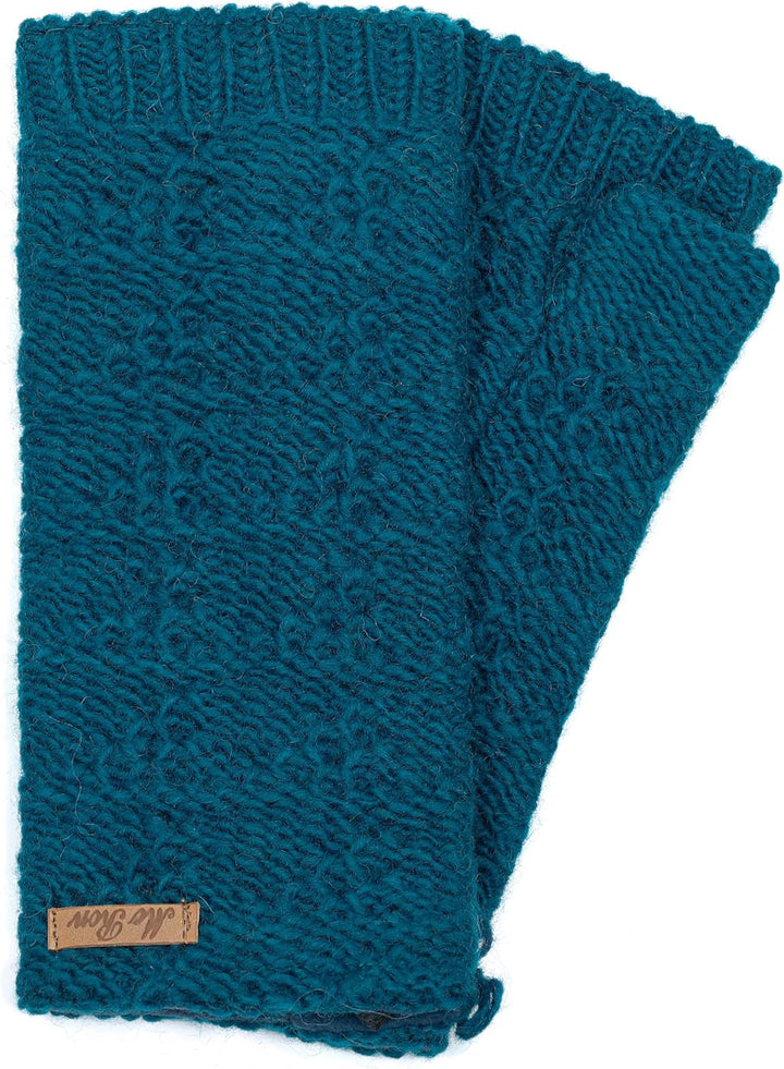 Damen Gestrickte Pulswärmer Modell Lenna Blaupetrol, Blaupetrol