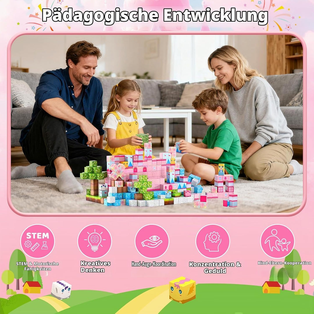 HOPFROG 200 Teile Magnetische Bausteine, Magnetic Blocks, Magnetbausteine Spielzeug für Kinder ab 3