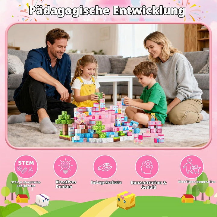 HOPFROG 200 Teile Magnetische Bausteine, Magnetic Blocks, Magnetbausteine Spielzeug für Kinder ab 3