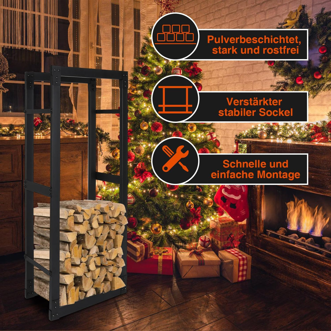 Jopassy Kaminholzregal innen metall 40x25x150CM Brennholzregal für innen aussen, Kaminholzständer, K