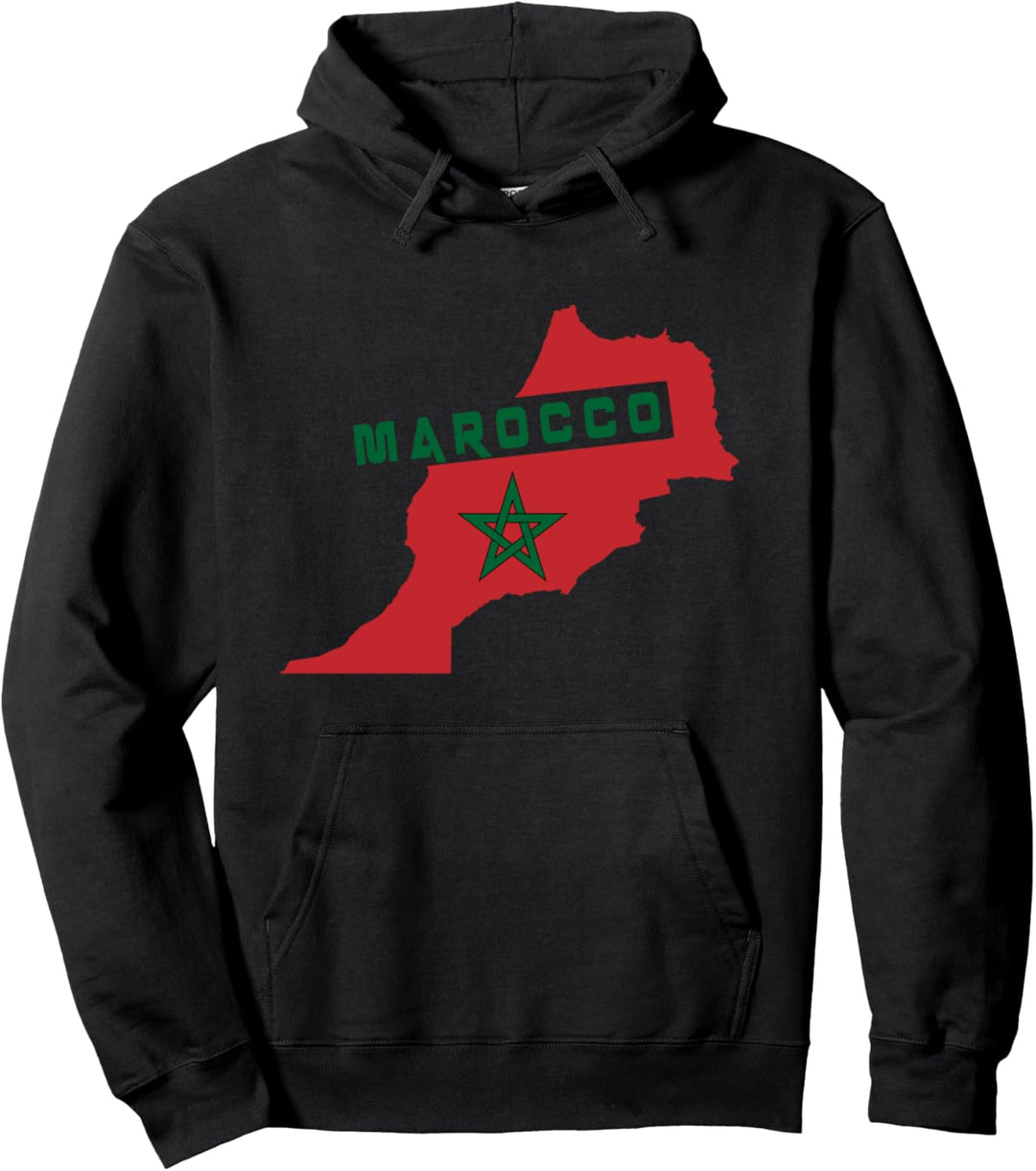 Marokko Landkarten Design mit Nationalflagge / Geschenk Pullover Hoodie