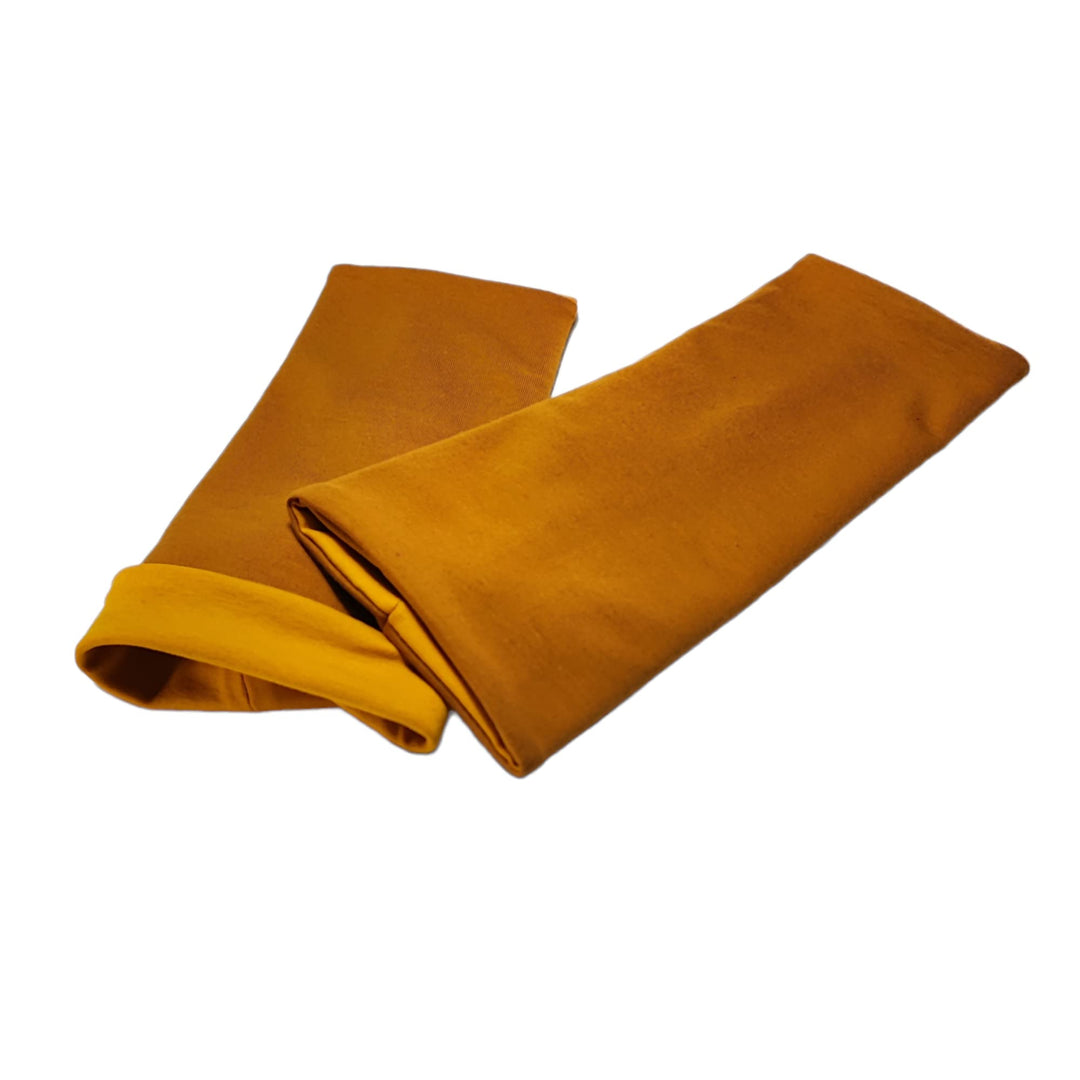 Britta Meier Pulswärmer, Midi-Arm-Stulpen, zum wenden geeignet, 2 Lagen Baumwolljersey Ocker-Senfgel