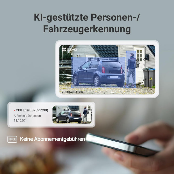 EZVIZ 4MP PTZ Überwachungskamera Aussen Akku, Kabellose WLAN-Aussenkamera, 360° Überwachung, Farbnac