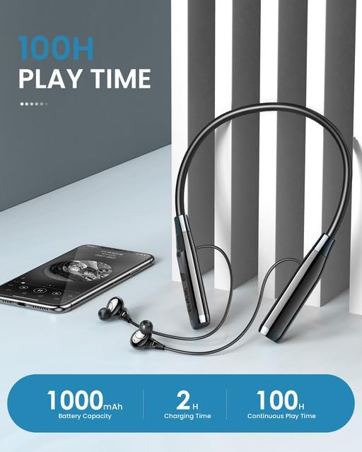 SOPPY Kopfhörer Bluetooth 5.4 Nackenband Sportkopfhörer mit 100 Std. Spielzeit, Kabellose Kopfhörer