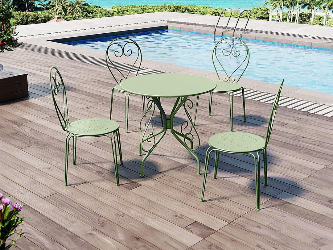 Vente-unique - Gartentisch aus Metall, Schmiedeeisen, Mandelgrün