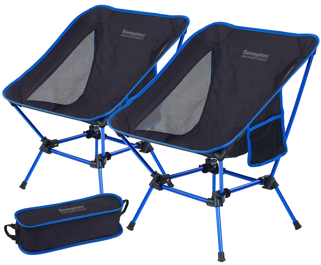 Semptec Urban Survival Technology Camping Klappstuhl: 2-er-Set Klappbarer Campingstuhl, 2 Sitzhöhen,
