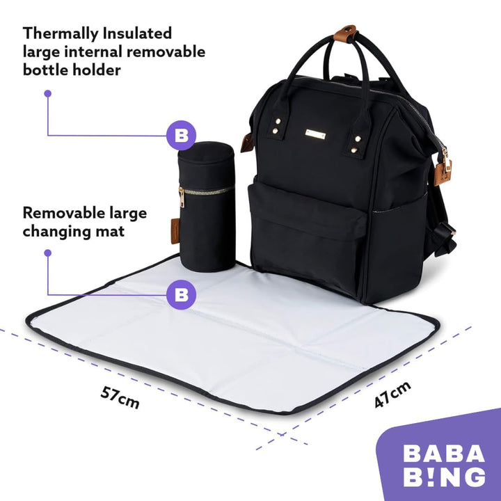 BabaBing! Mani Rucksack Veganes Leder Blush, Schwarz, Einheitsgrösse, Zeitgenössisch, Schwarz
