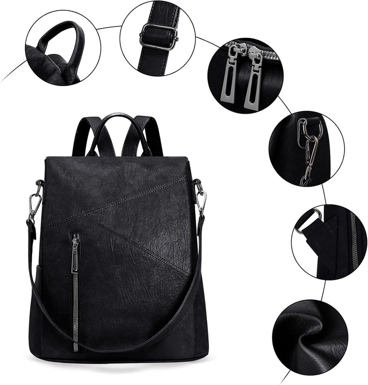 HUA ANGEL 2 In 1 Elegant Damen Rucksack Umhängetasche Anti Diebstahl Tagesrucksack Wasserdicht PU Le