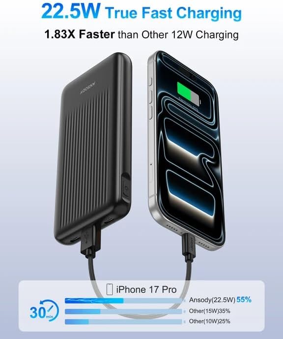 22.5W Power Bank 10000mAh 2 Stück, Akkupack Klein Aber Stark, LED Display kompatibel Externe handyak