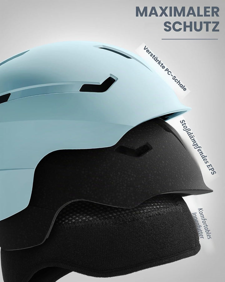 OutdoorMaster Skihelm-Set, Snowboard-Helm mit Brille für Erwachsene - 12 Belüftungsöffnungen - Skihe