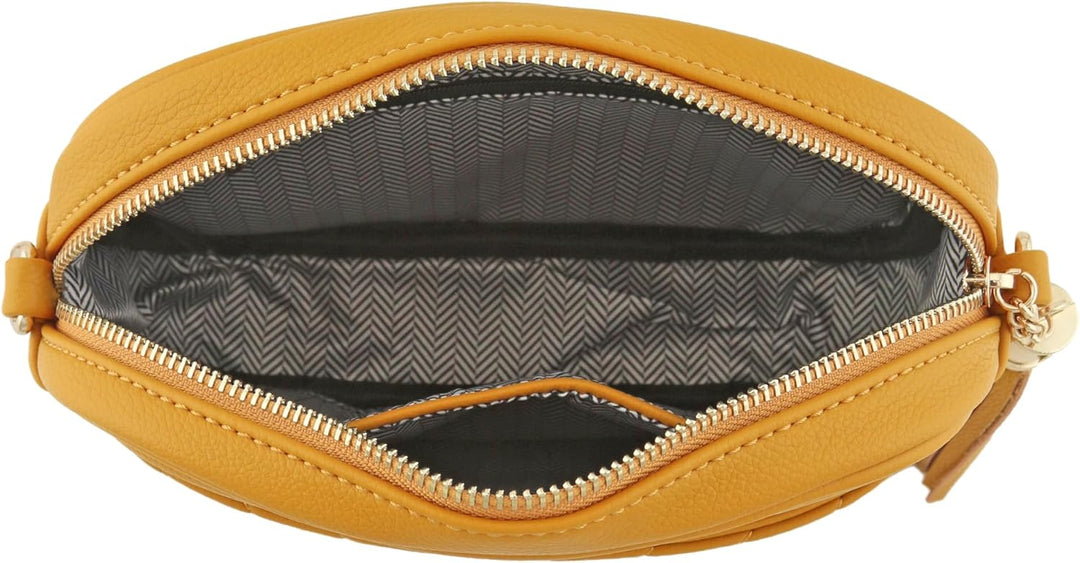 FashionPuzzle Chevron gesteppte Crossbody-Kameratasche mit Kettenriemen und Quaste Senf, Senf