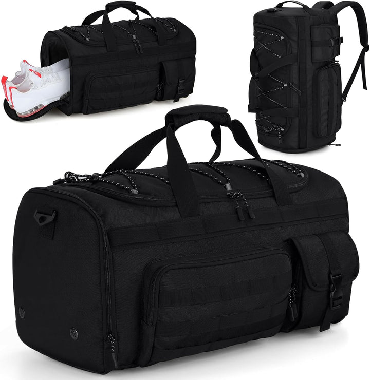 Gonex 45L Sporttasche & Reisetasche Herren, 3-in-1 Tragbar Taktische Trainingstasche mit Schuhfach –