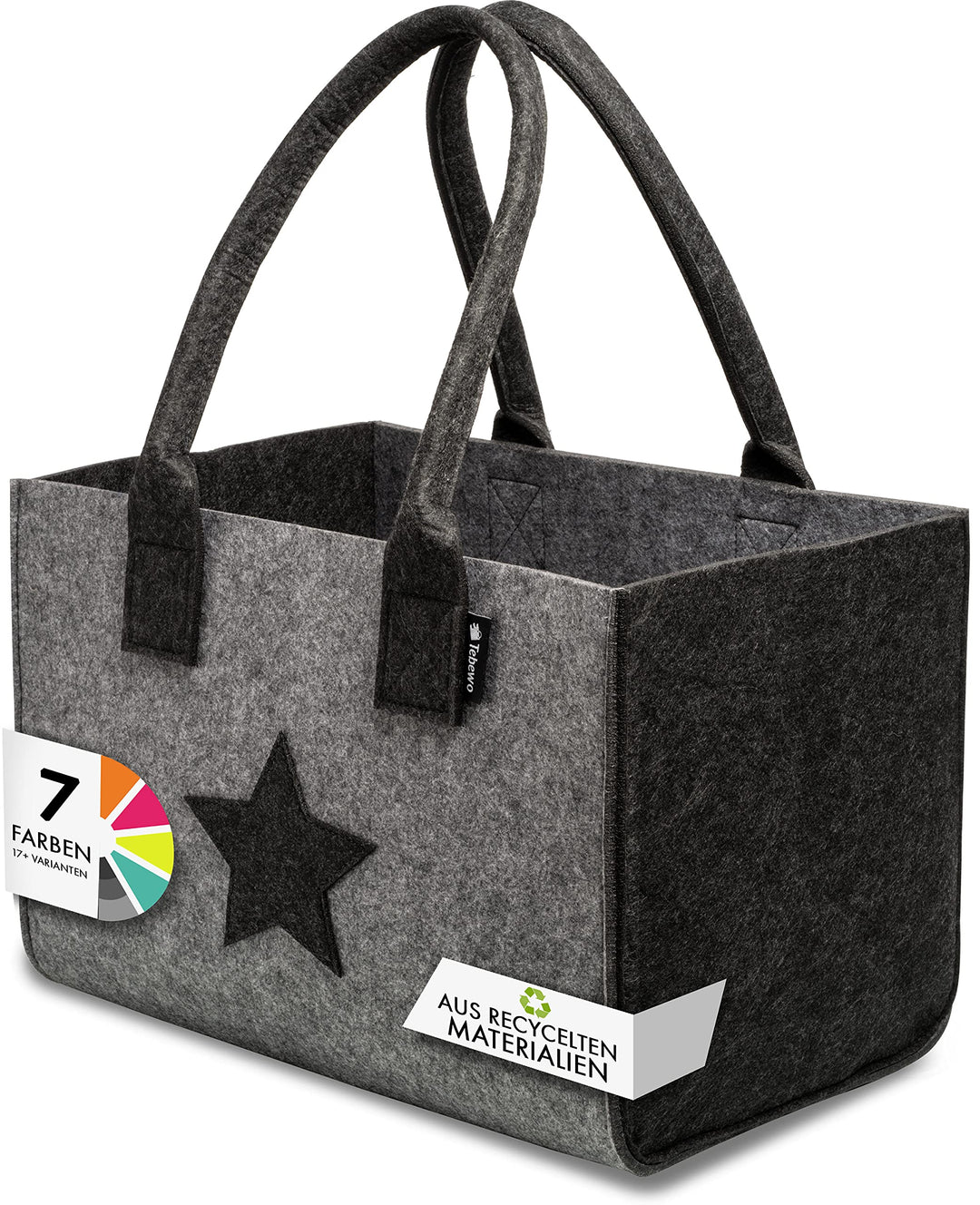 Shopper Filztasche Premium, grosse Einkaufs-Tasche mit Henkel, Einkaufskorb, faltbare Kaminholztasch