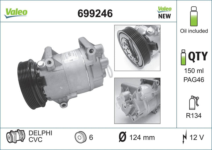 Valeo Kompressor Klimaanlage 699246