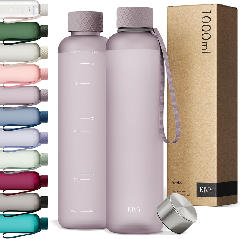KIVY Trinkflasche Tritan 1l - Kohlensäure geeignet & Auslaufsicher - Für Sport, Schule & Büro- Trink