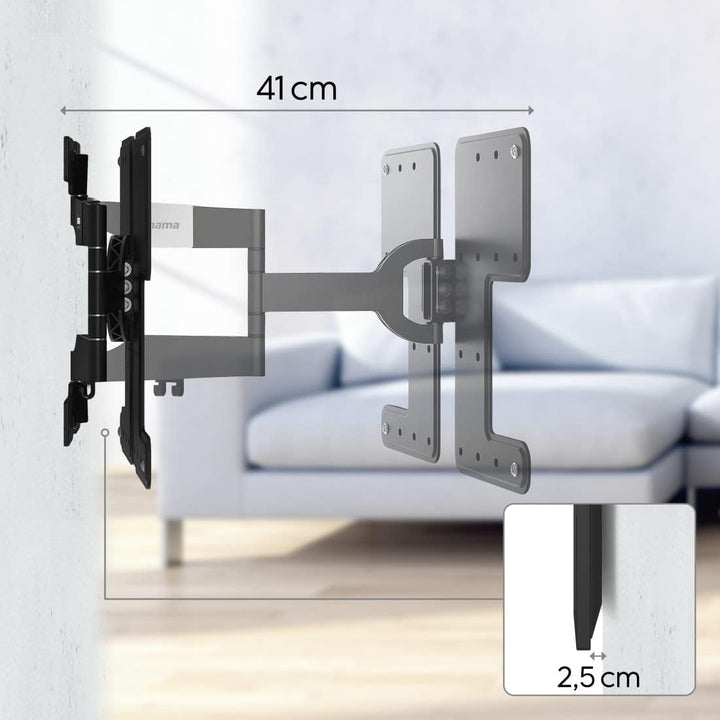 Hama TV Wandhalterung 32“ - 65“ (TV Halterung schwenkbar, neigbar, ausziehbar, geringer Wandabstand
