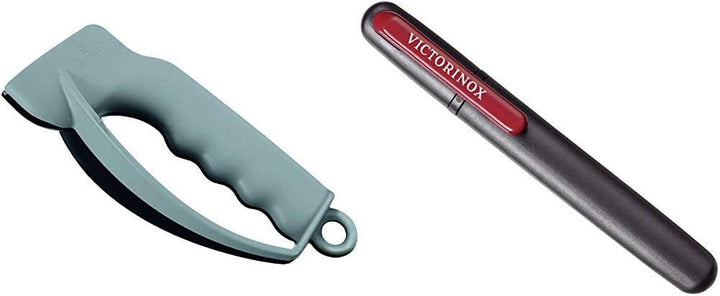 Victorinox Messerschärfer Klein für Taschenmesser und Wellenschliff Messer, grau & Dual-Messerschärf