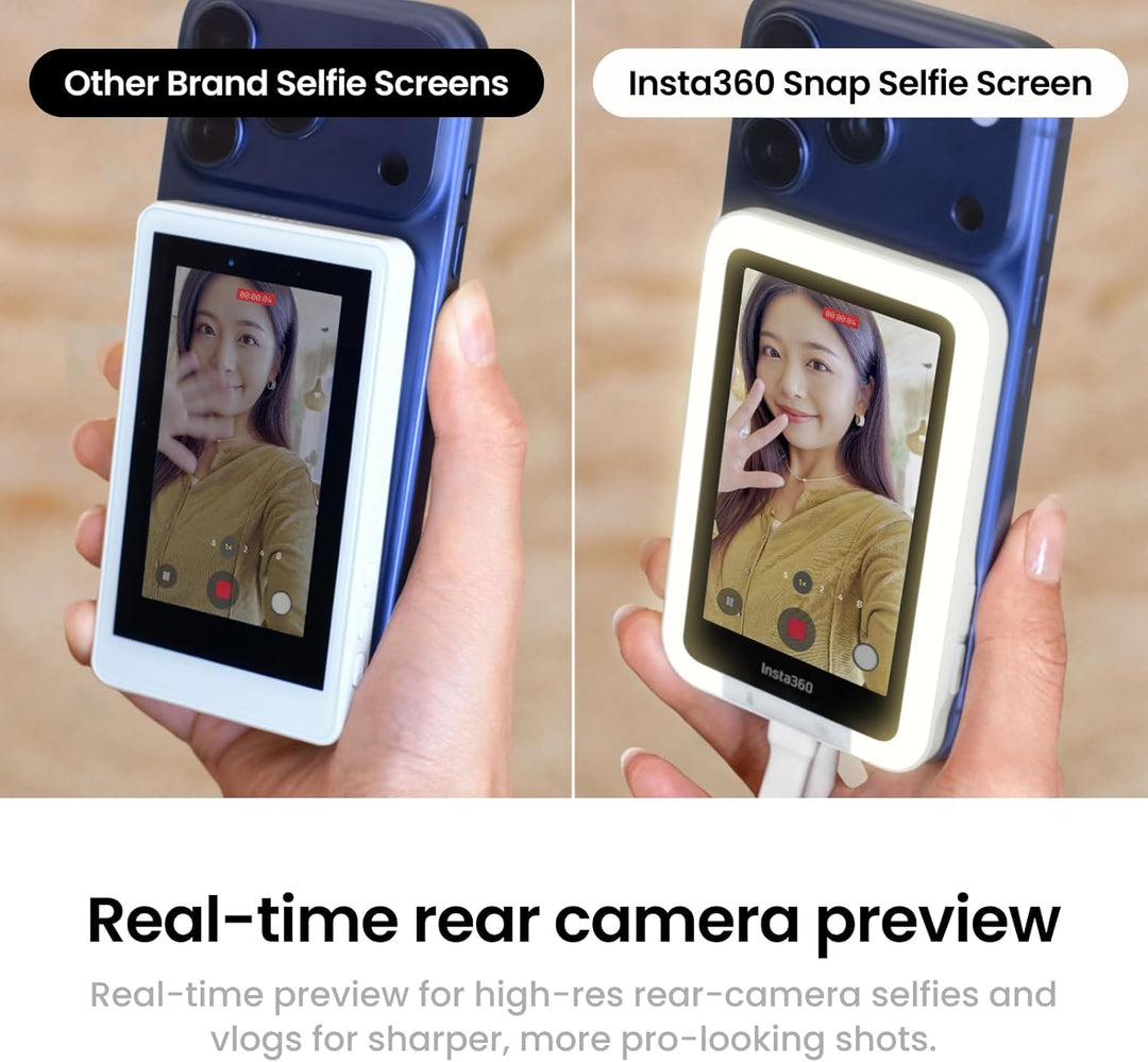 Insta360 Snap Selfie-Bildschirm mit Licht – Magnetischer 4K Selfie-Monitor für Selfies, Vlogging, Ko