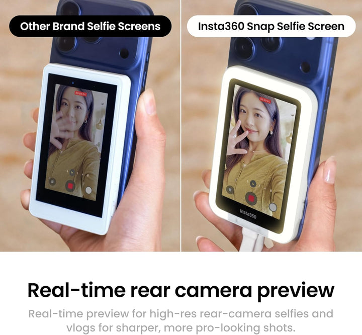 Insta360 Snap Selfie-Bildschirm mit Licht – Magnetischer 4K Selfie-Monitor für Selfies, Vlogging, Ko