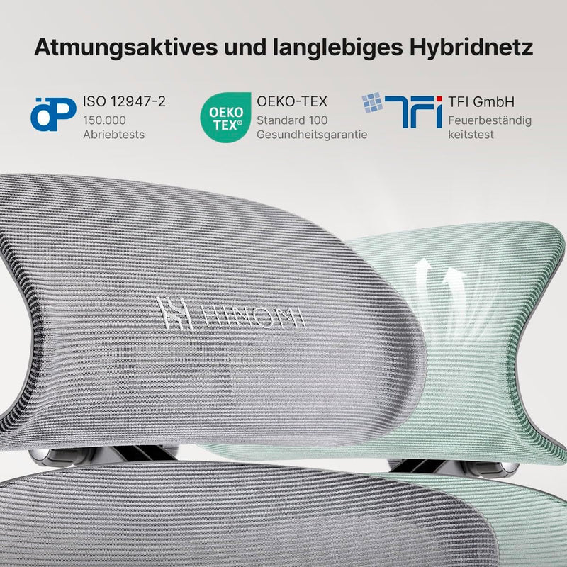 HINOMI H1ProV2 Bürostuhl Ergonomisch, Ergonomischer Bürostuhl mit 3D-Kopfstütze,Bürostuhl mit Fussst