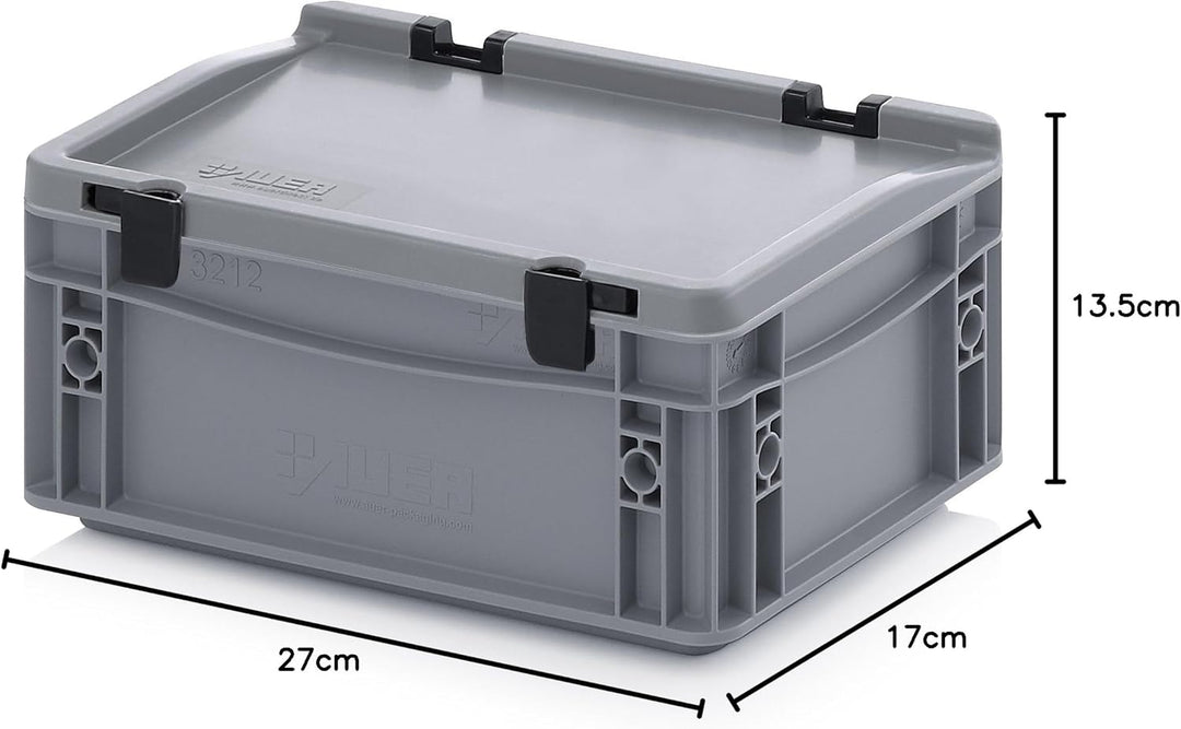 Auer Packaging Eurobehälter-Eurobox 30 x 20 x 13,5 cm mit Scharnierdeckel inkl. gratis Zollstock