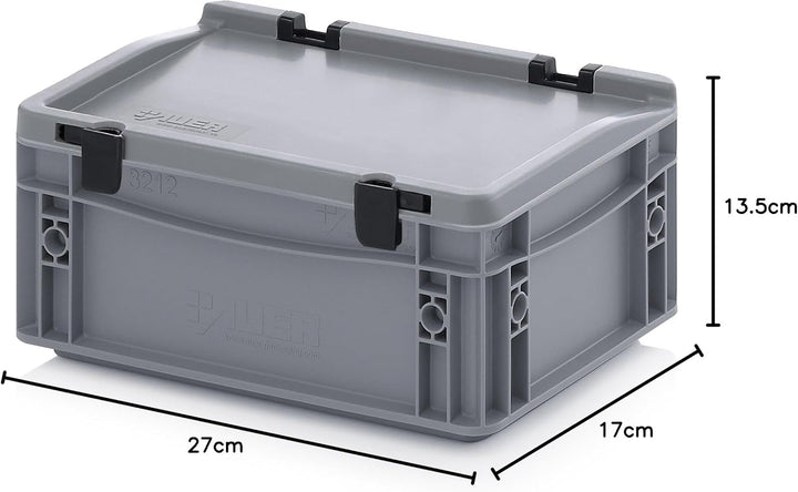 Auer Packaging Eurobehälter-Eurobox 30 x 20 x 13,5 cm mit Scharnierdeckel inkl. gratis Zollstock